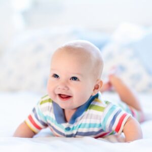 Cute baby on his tummy